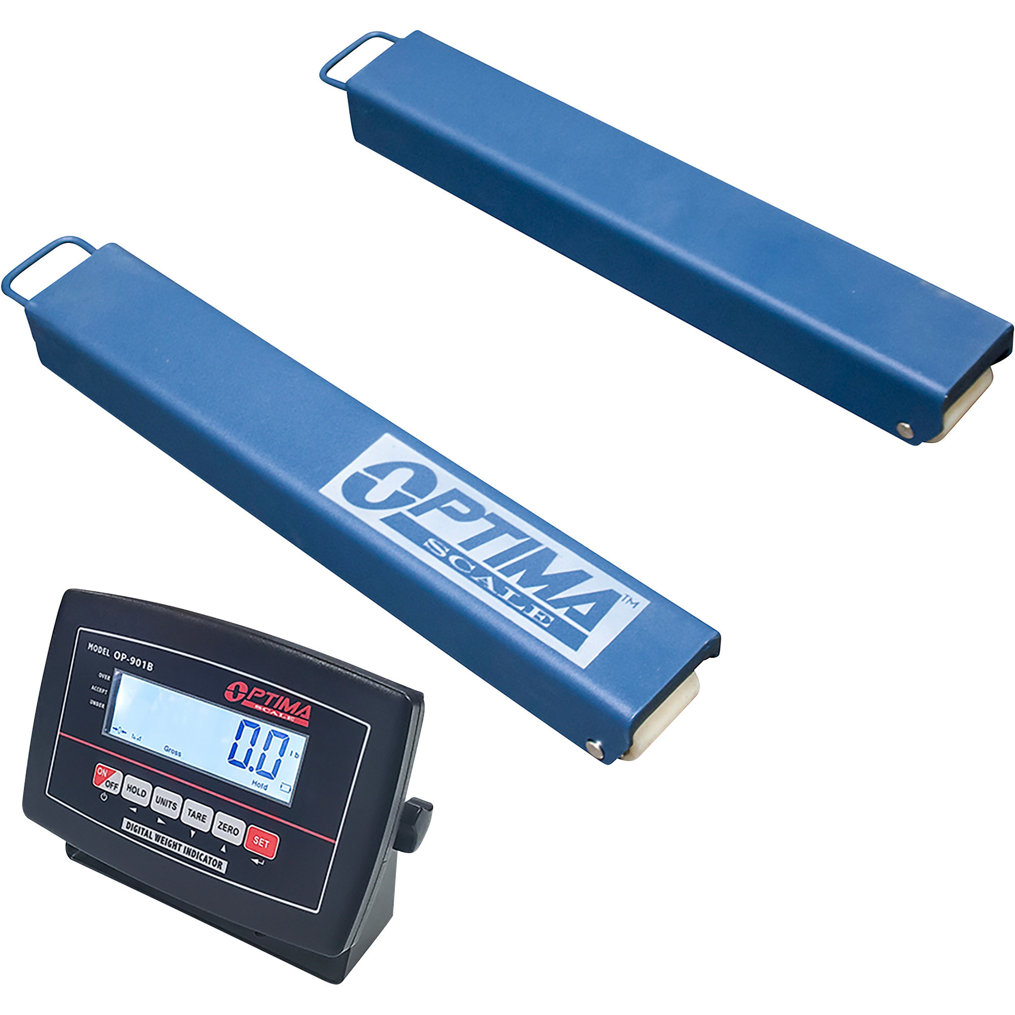 Optima Scale Weigh Bar System with Two 48in.L x 4in.W Bars-- 5,000-Lb. Capacity, 1-Lb. Display Increments, Model# OP-919-48-5K